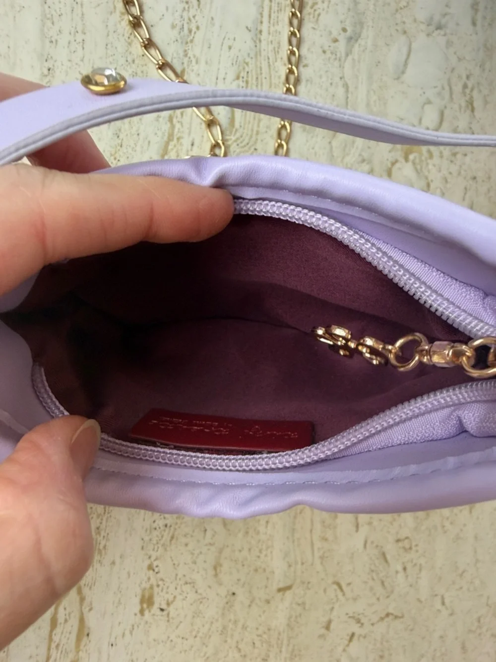 Zomi Gems Tiny Treats Tiny Hobo Bag Lavender purse crossbody KIDS bag Gold Chain